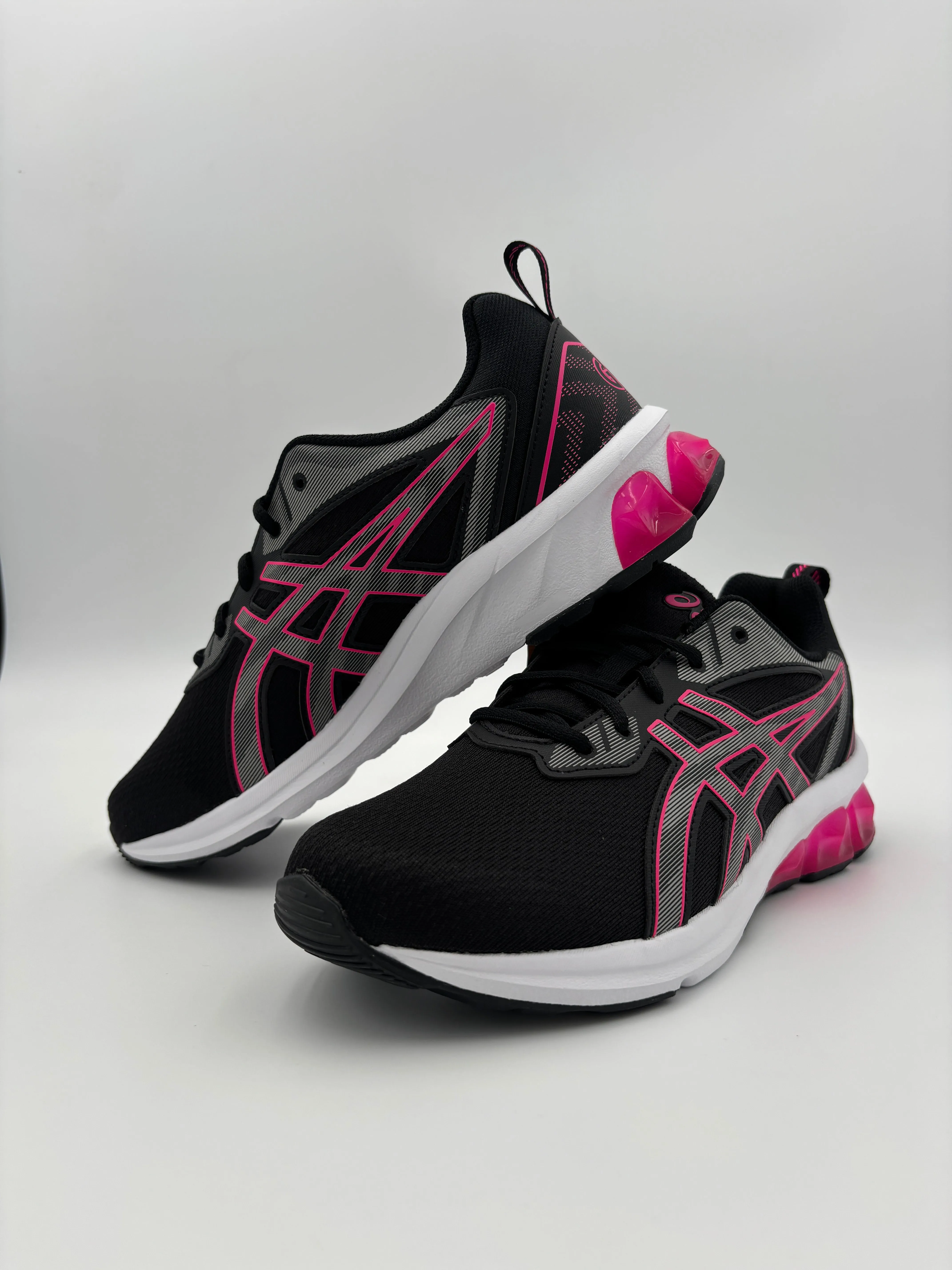 ASICS KID'S GEL QUANTUM 90 GS BLACK/PINK RUNNING SHOES