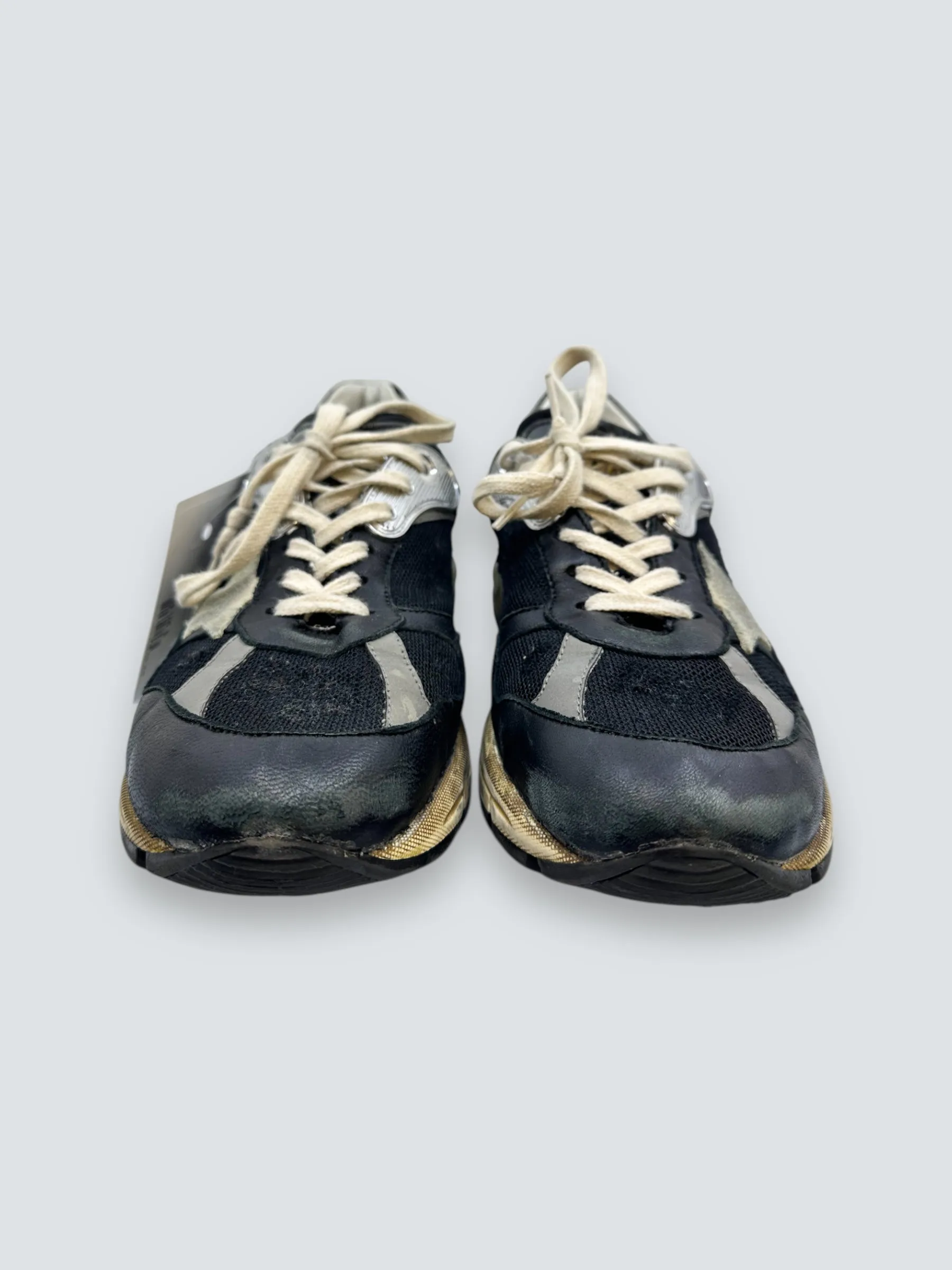 Golden Goose Black Leather & Mesh Running Dad Sneakers - Size UK 6