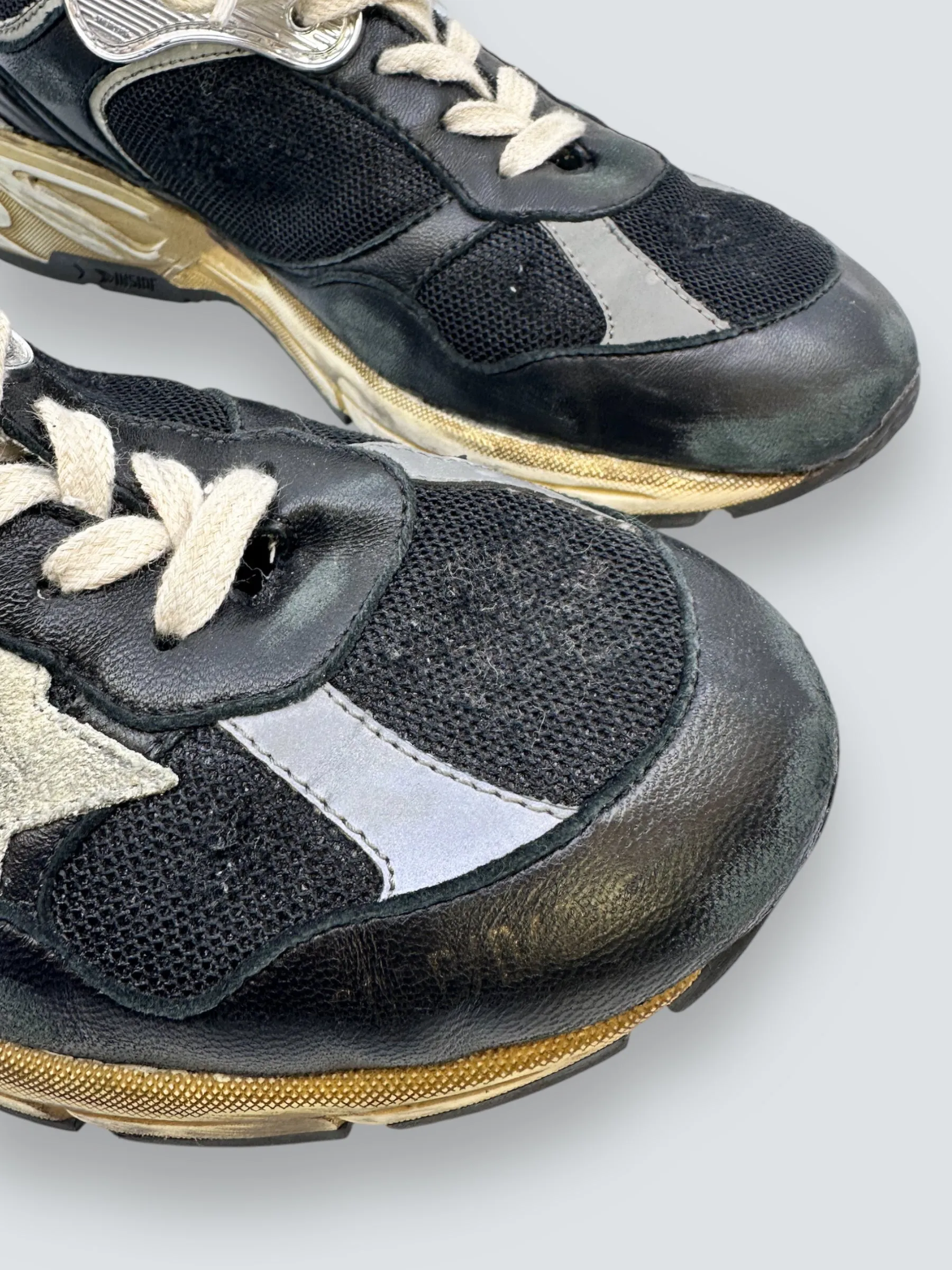 Golden Goose Black Leather & Mesh Running Dad Sneakers - Size UK 6