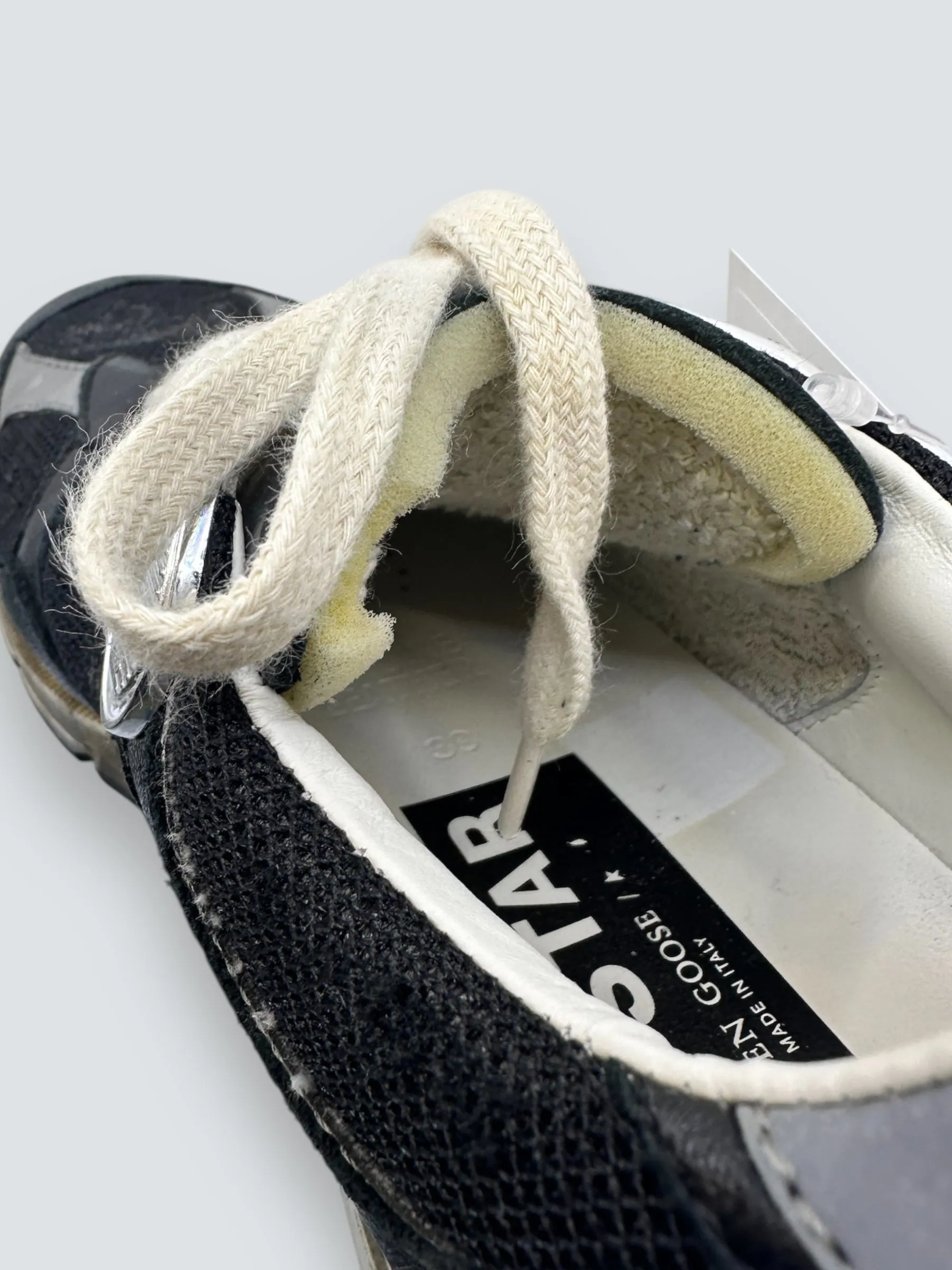 Golden Goose Black Leather & Mesh Running Dad Sneakers - Size UK 6