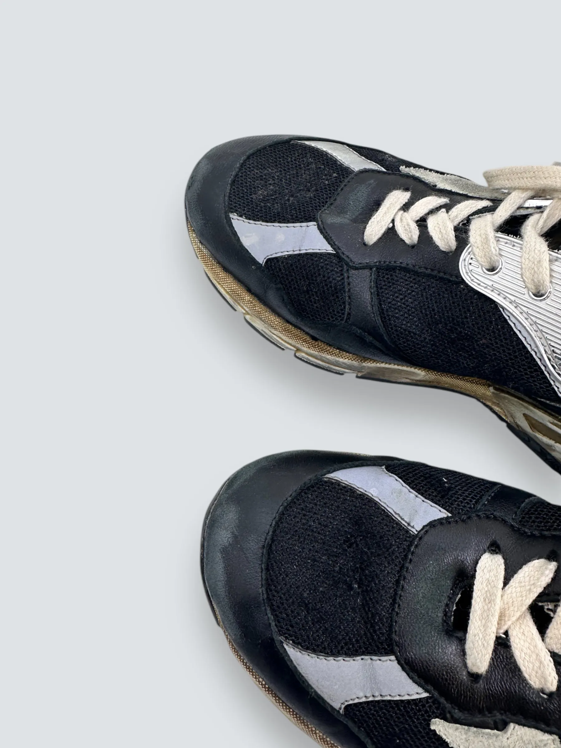 Golden Goose Black Leather & Mesh Running Dad Sneakers - Size UK 6