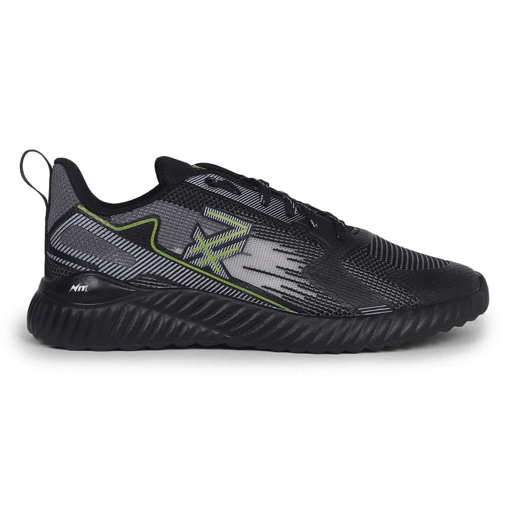 Leap7x Black Sports Lacing Walking Shoes For Men NITSOFT-1E By Liberty
