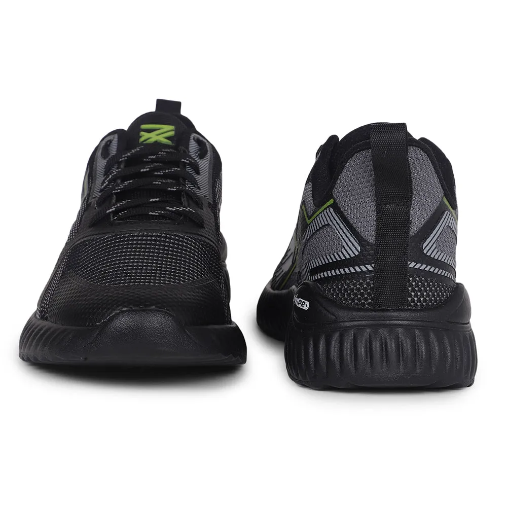 Leap7x Black Sports Lacing Walking Shoes For Men NITSOFT-1E By Liberty