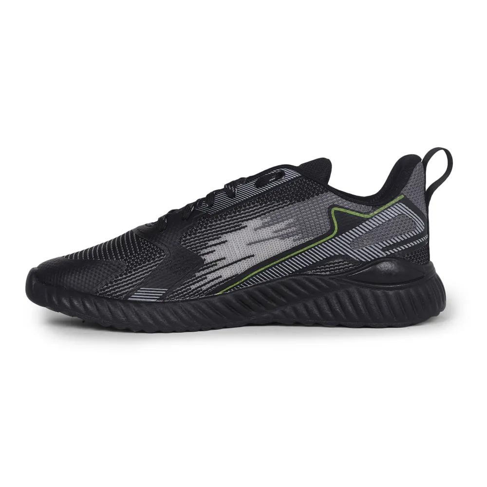 Leap7x Black Sports Lacing Walking Shoes For Men NITSOFT-1E By Liberty
