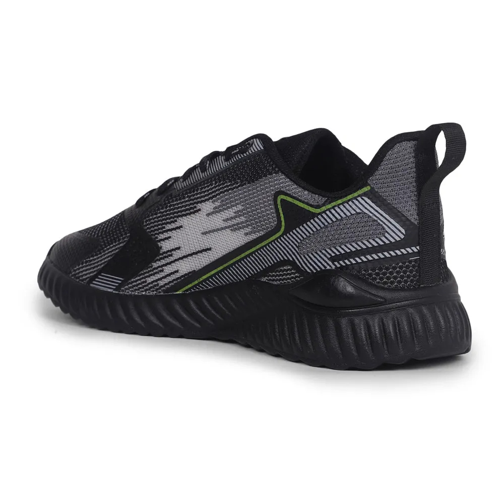 Leap7x Black Sports Lacing Walking Shoes For Men NITSOFT-1E By Liberty