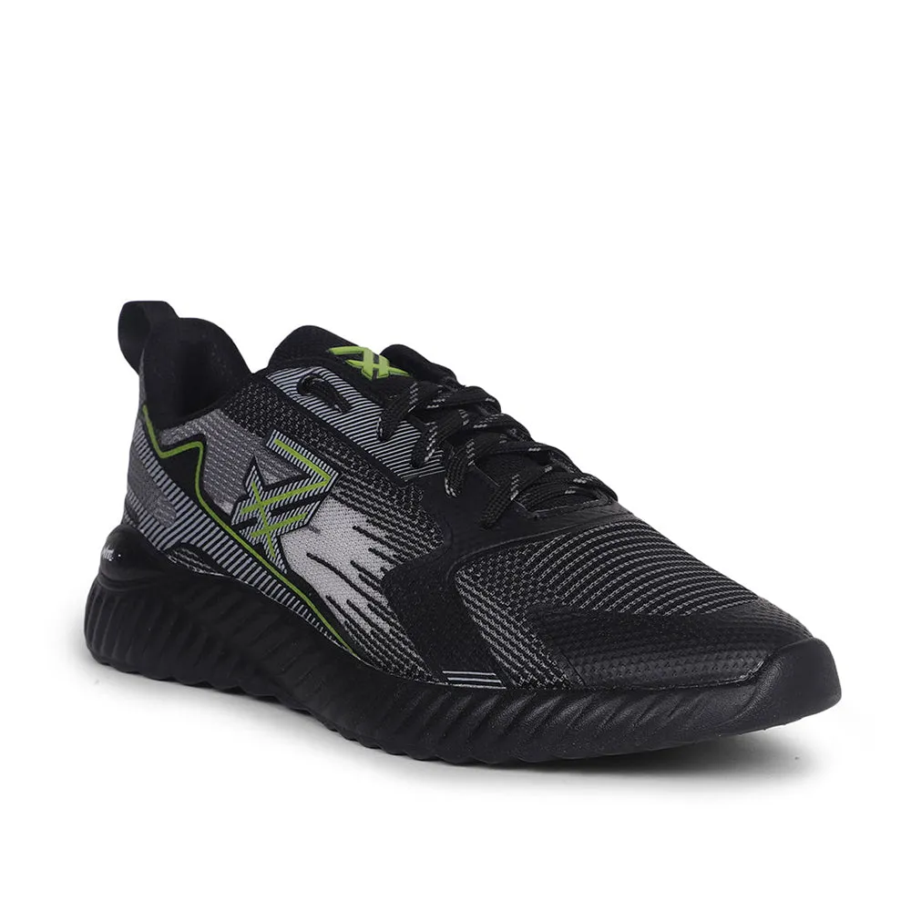 Leap7x Black Sports Lacing Walking Shoes For Men NITSOFT-1E By Liberty