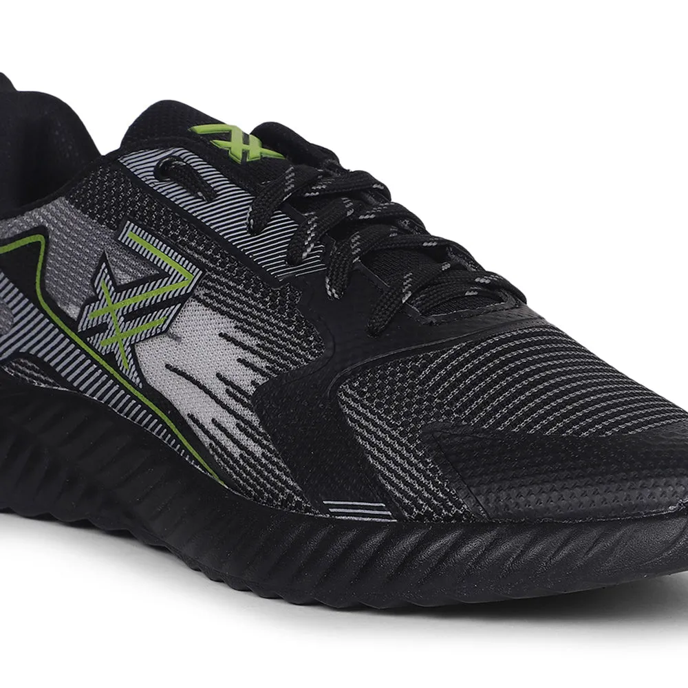 Leap7x Black Sports Lacing Walking Shoes For Men NITSOFT-1E By Liberty