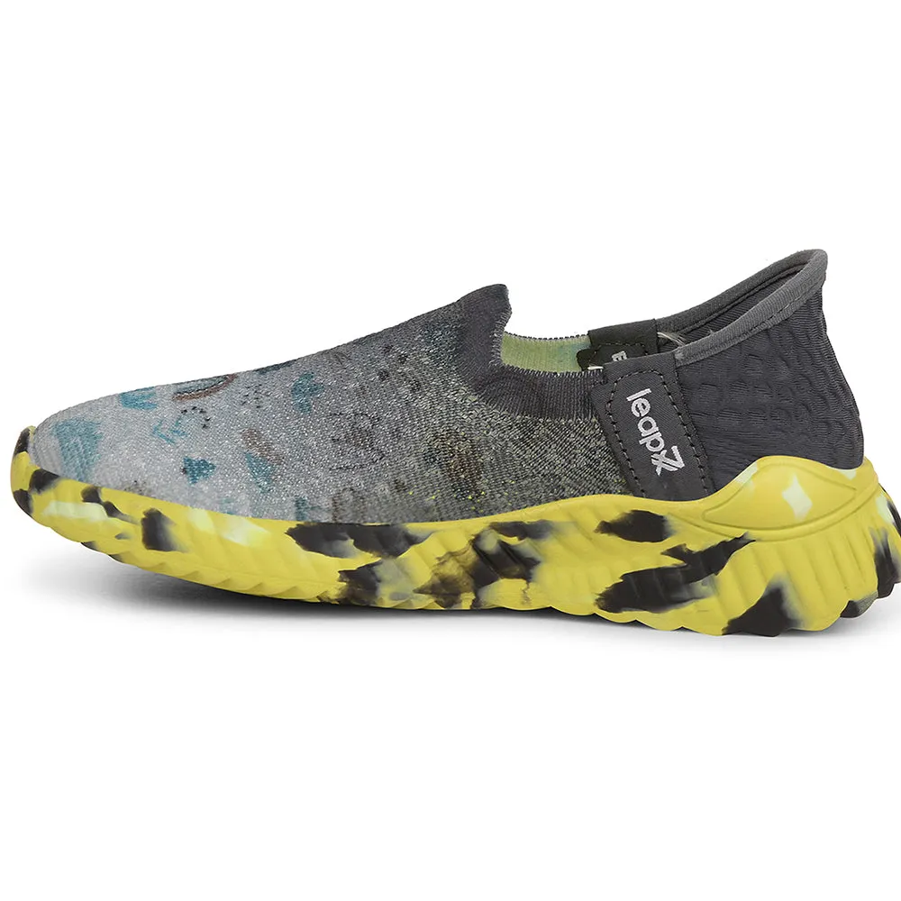 Leap7x Grey Sports Non Lacing Walking Shoes For Kids NITKID-13 By Liberty