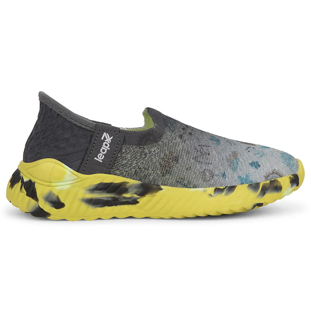 Leap7x Grey Sports Non Lacing Walking Shoes For Kids NITKID-13 By Liberty