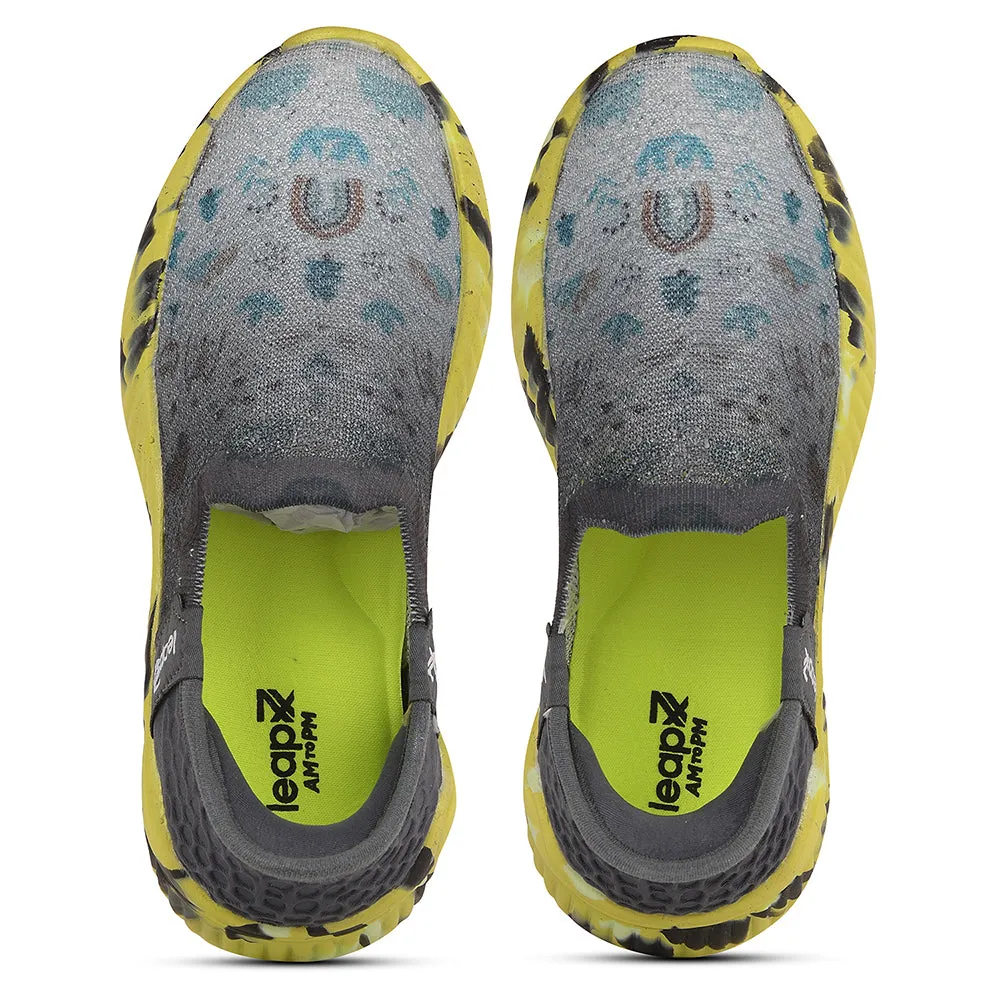 Leap7x Grey Sports Non Lacing Walking Shoes For Kids NITKID-13 By Liberty