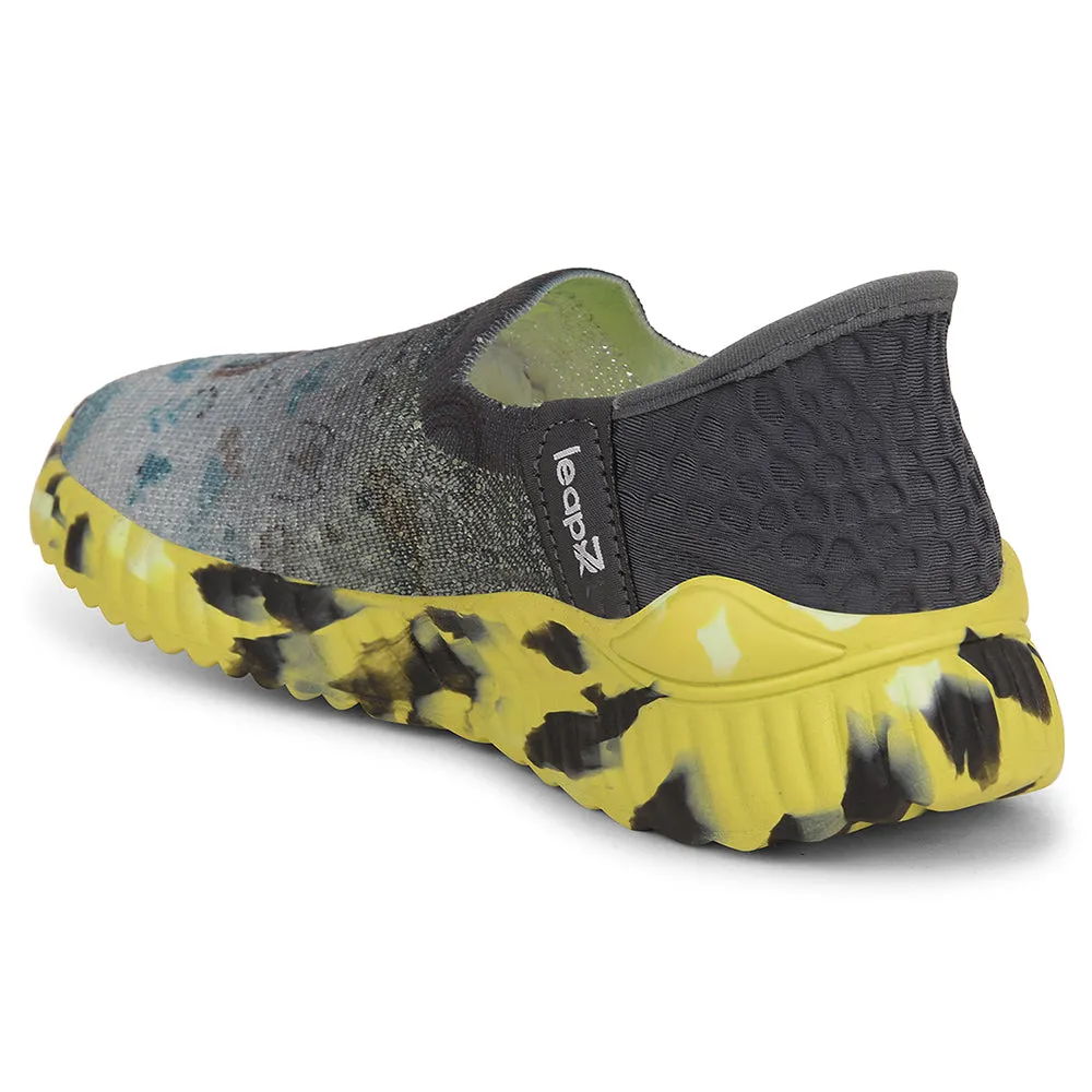 Leap7x Grey Sports Non Lacing Walking Shoes For Kids NITKID-13 By Liberty