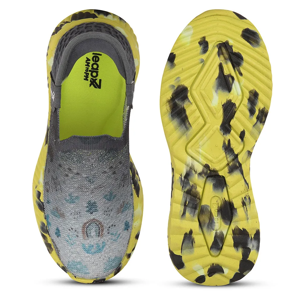 Leap7x Grey Sports Non Lacing Walking Shoes For Kids NITKID-13 By Liberty