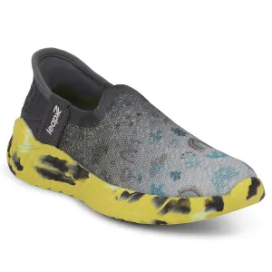 Leap7x Grey Sports Non Lacing Walking Shoes For Kids NITKID-13 By Liberty