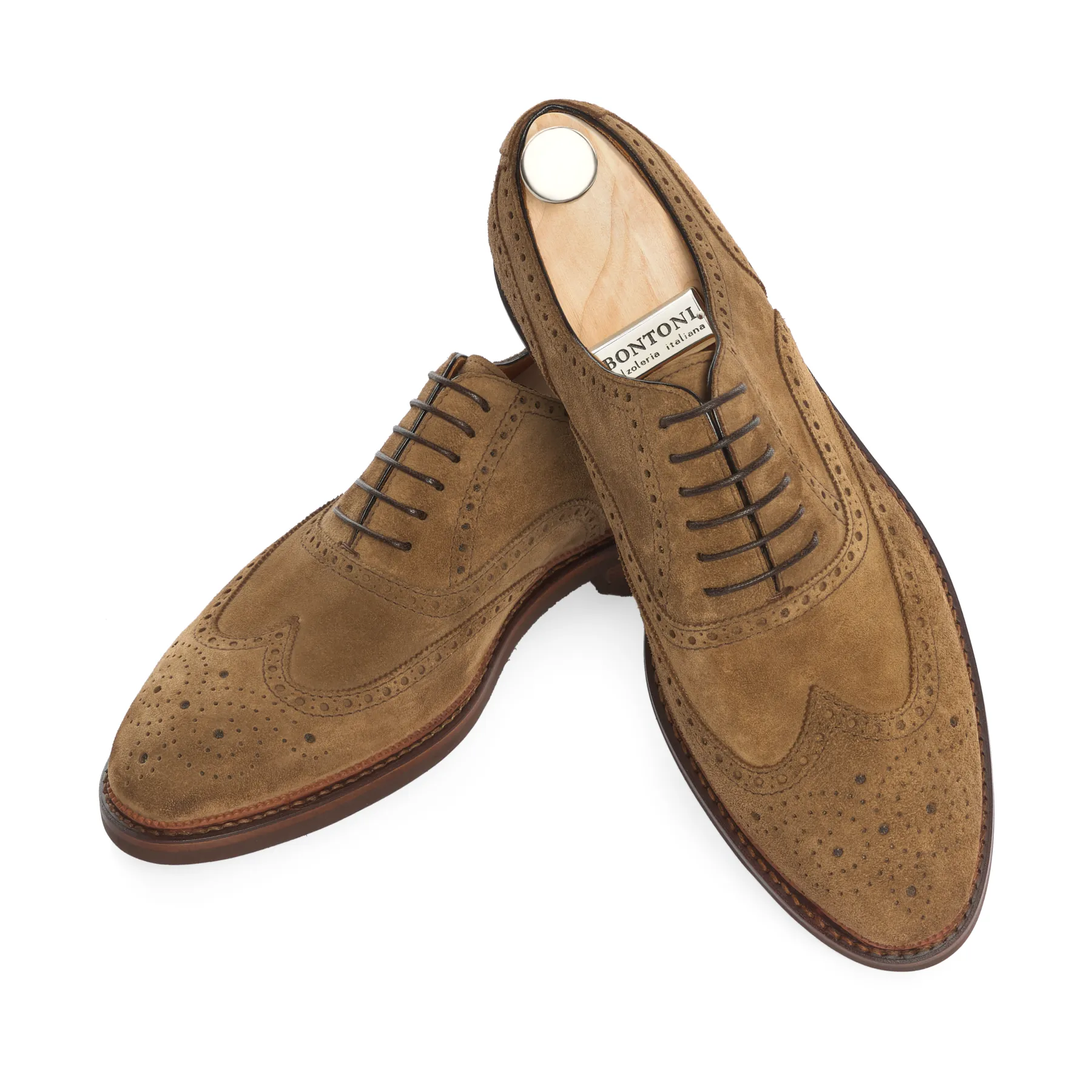 «Libertino» Six-Eyelet Oxford Shoes with Perforated Details and Medallion in Brown