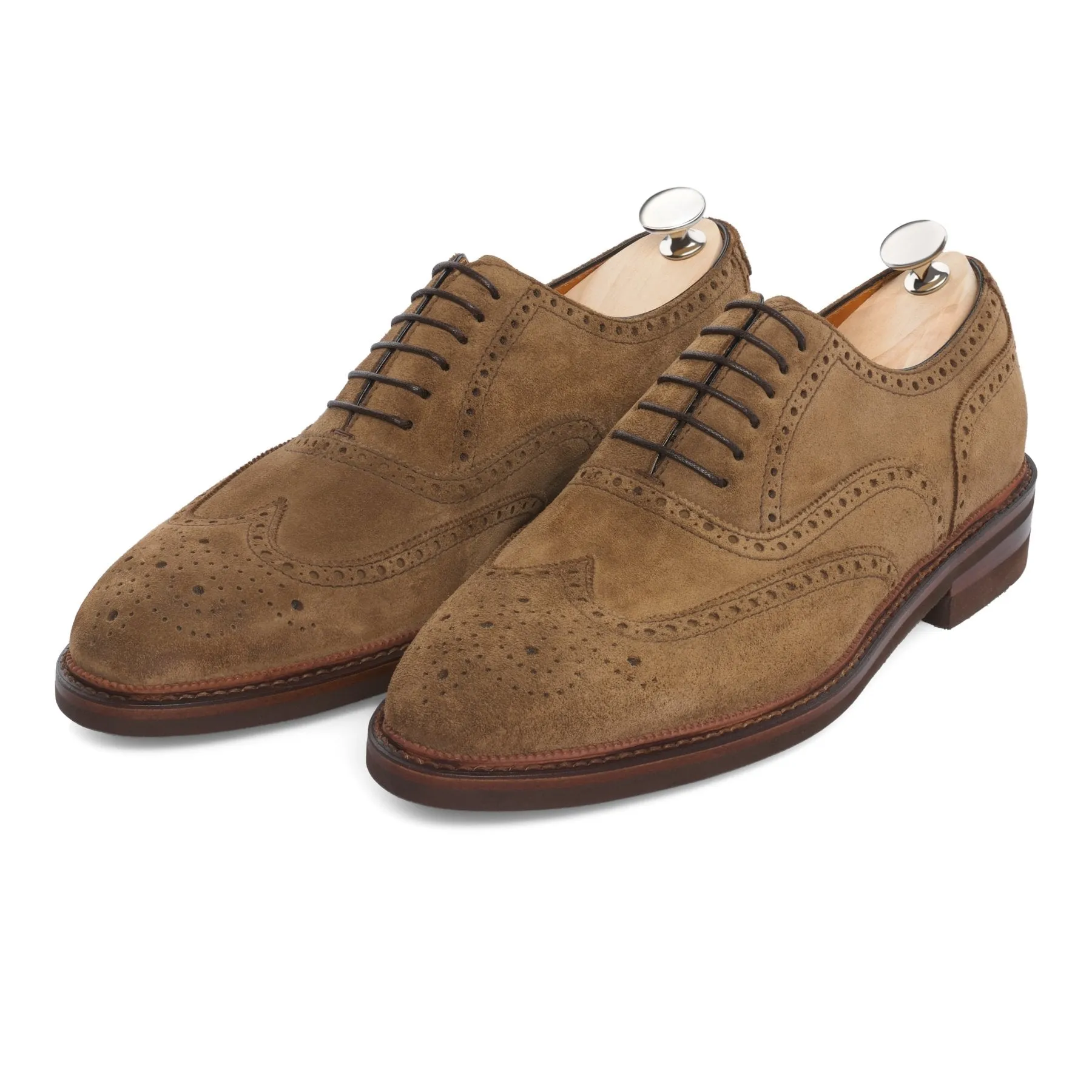 «Libertino» Six-Eyelet Oxford Shoes with Perforated Details and Medallion in Brown