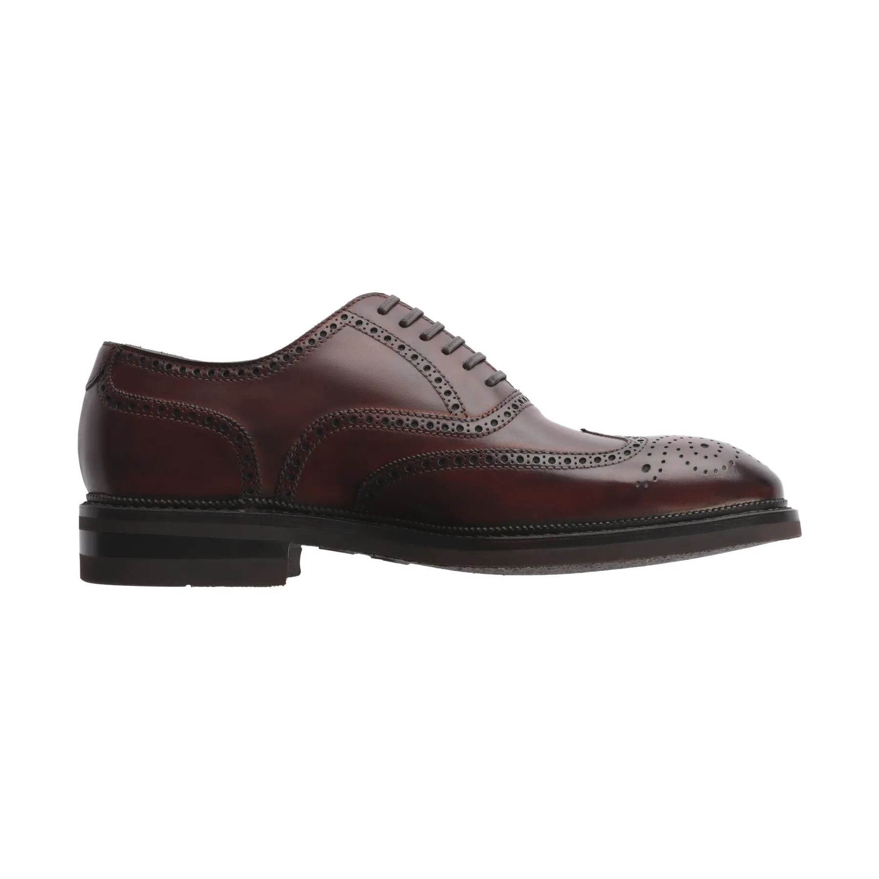 «Libertino» Six-Eyelet Oxford Shoes with Perforated Details and Medallion in Marrone Brown