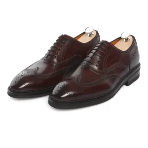 «Libertino» Six-Eyelet Oxford Shoes with Perforated Details and Medallion in Marrone Brown