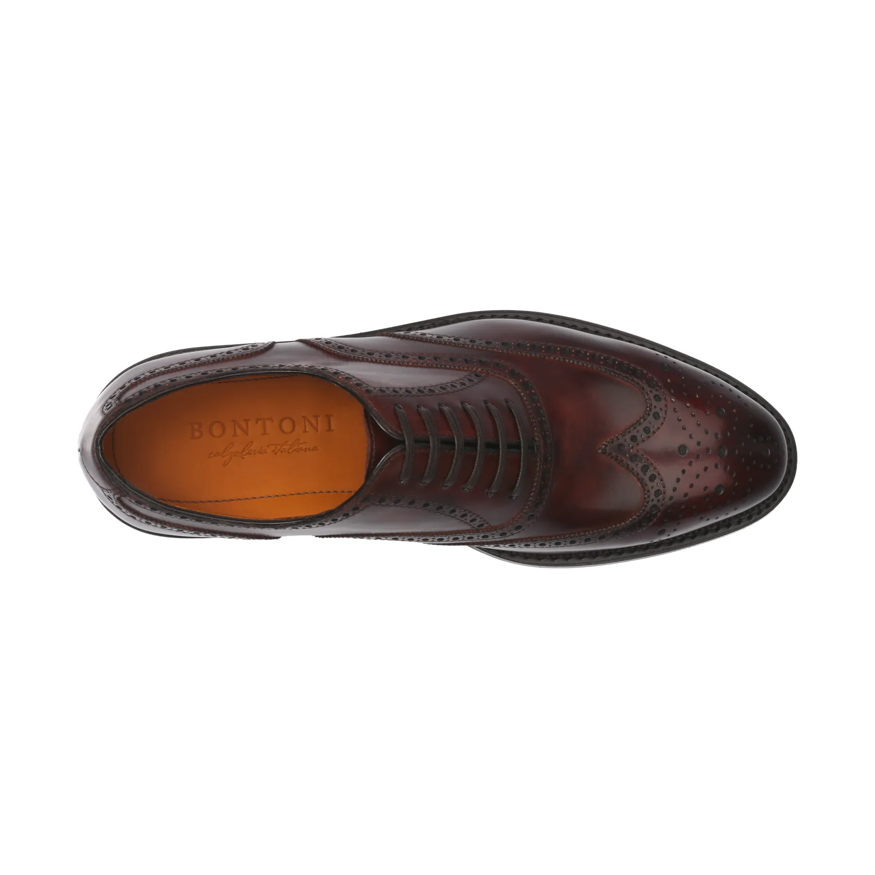 «Libertino» Six-Eyelet Oxford Shoes with Perforated Details and Medallion in Marrone Brown
