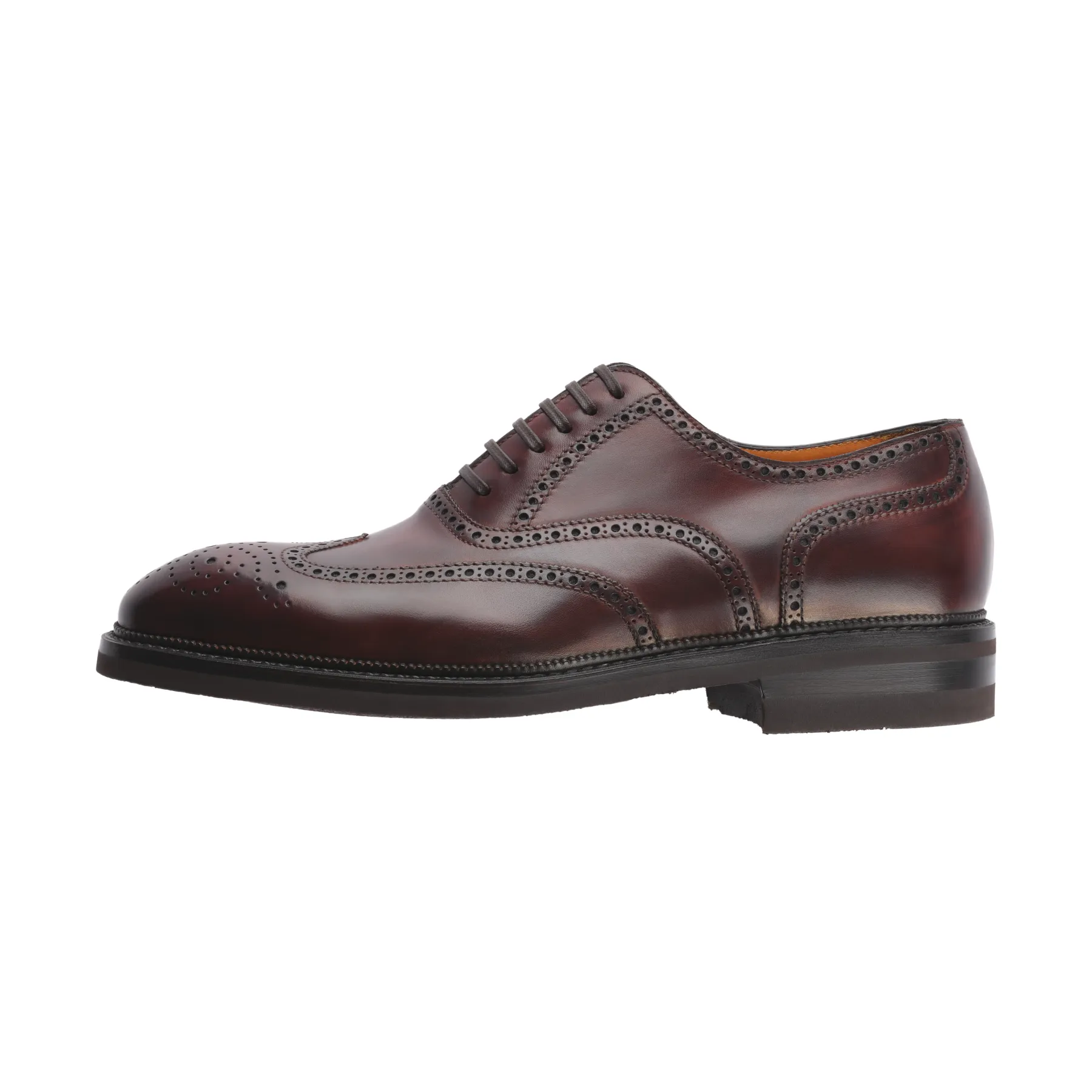 «Libertino» Six-Eyelet Oxford Shoes with Perforated Details and Medallion in Marrone Brown