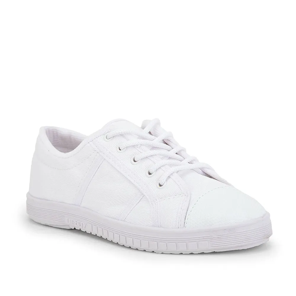 Prefect White Lacing PT School Shoes For Kids TENNIS-E By Liberty