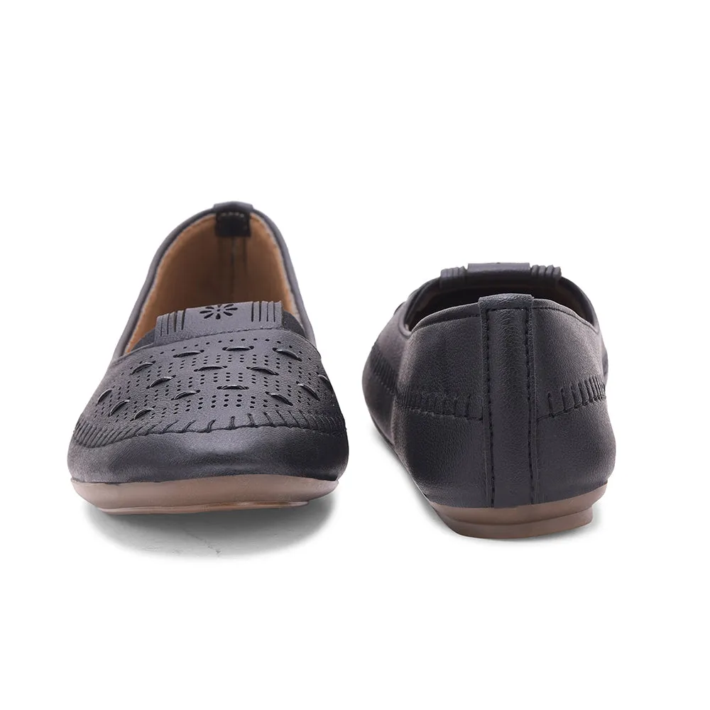 Senorita Black Casual Ballerina Shoes For Women PRESSY-1 By Liberty