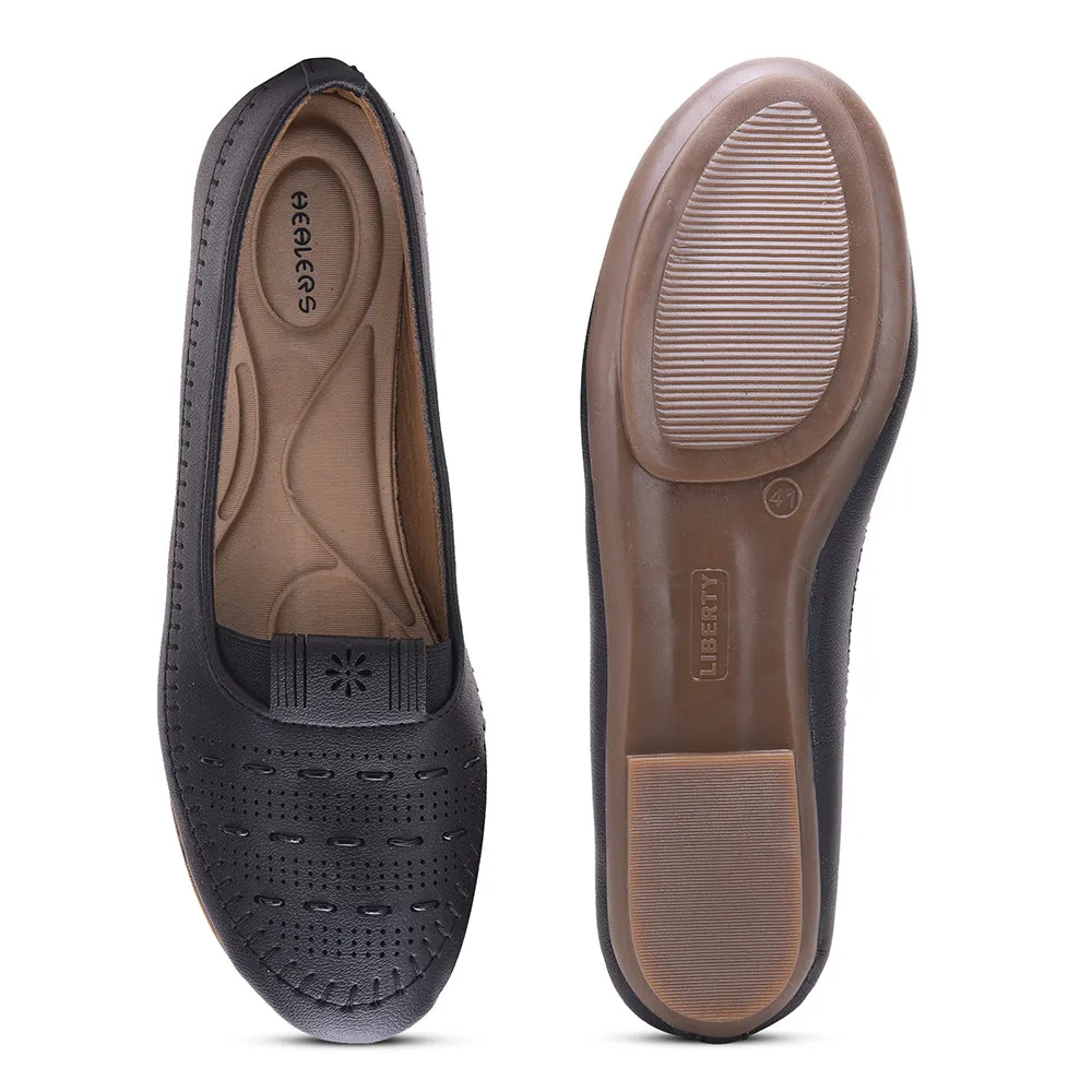 Senorita Black Casual Ballerina Shoes For Women PRESSY-1 By Liberty