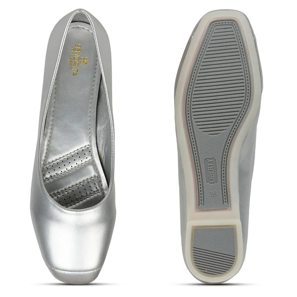 Senorita Fashion (Silver) Ballerina Shoes For Ladies GIF-249 By Liberty