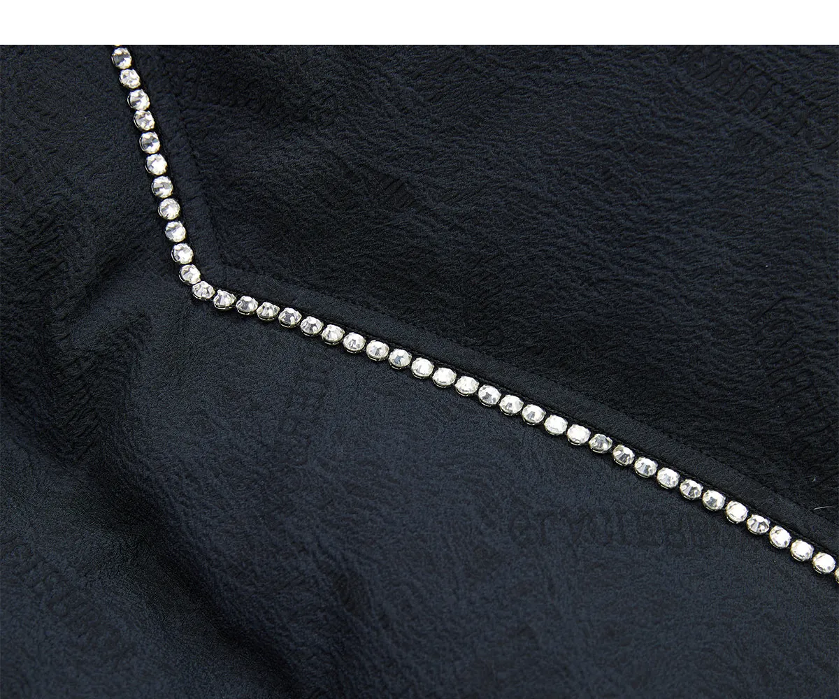 Textured Down Jacket With Rhinestones