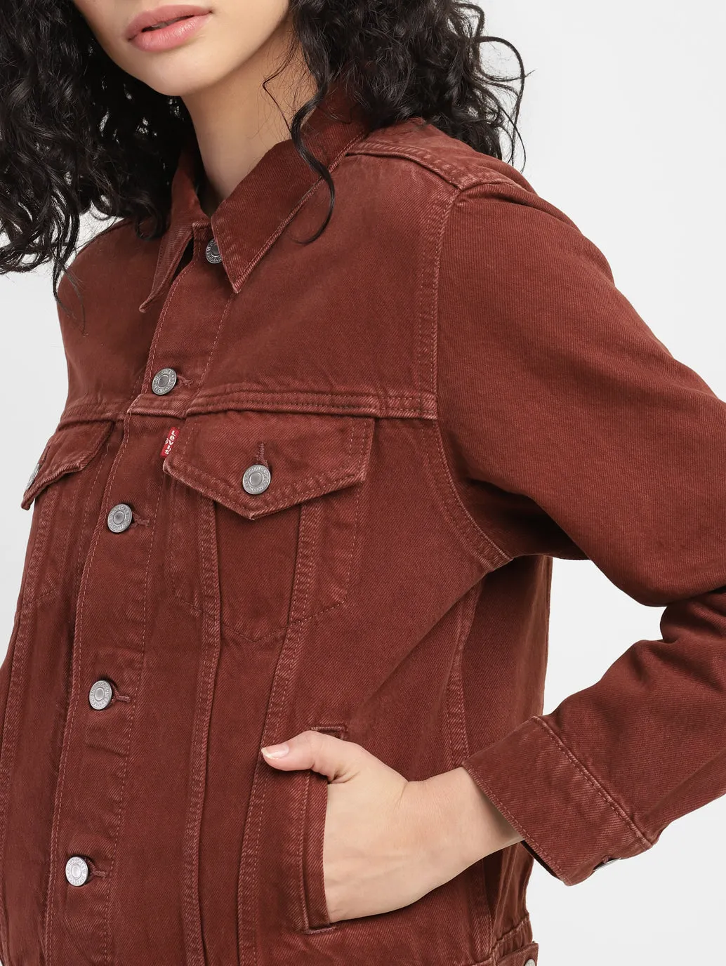 Women's Solid Spread Collar Denim Jacket