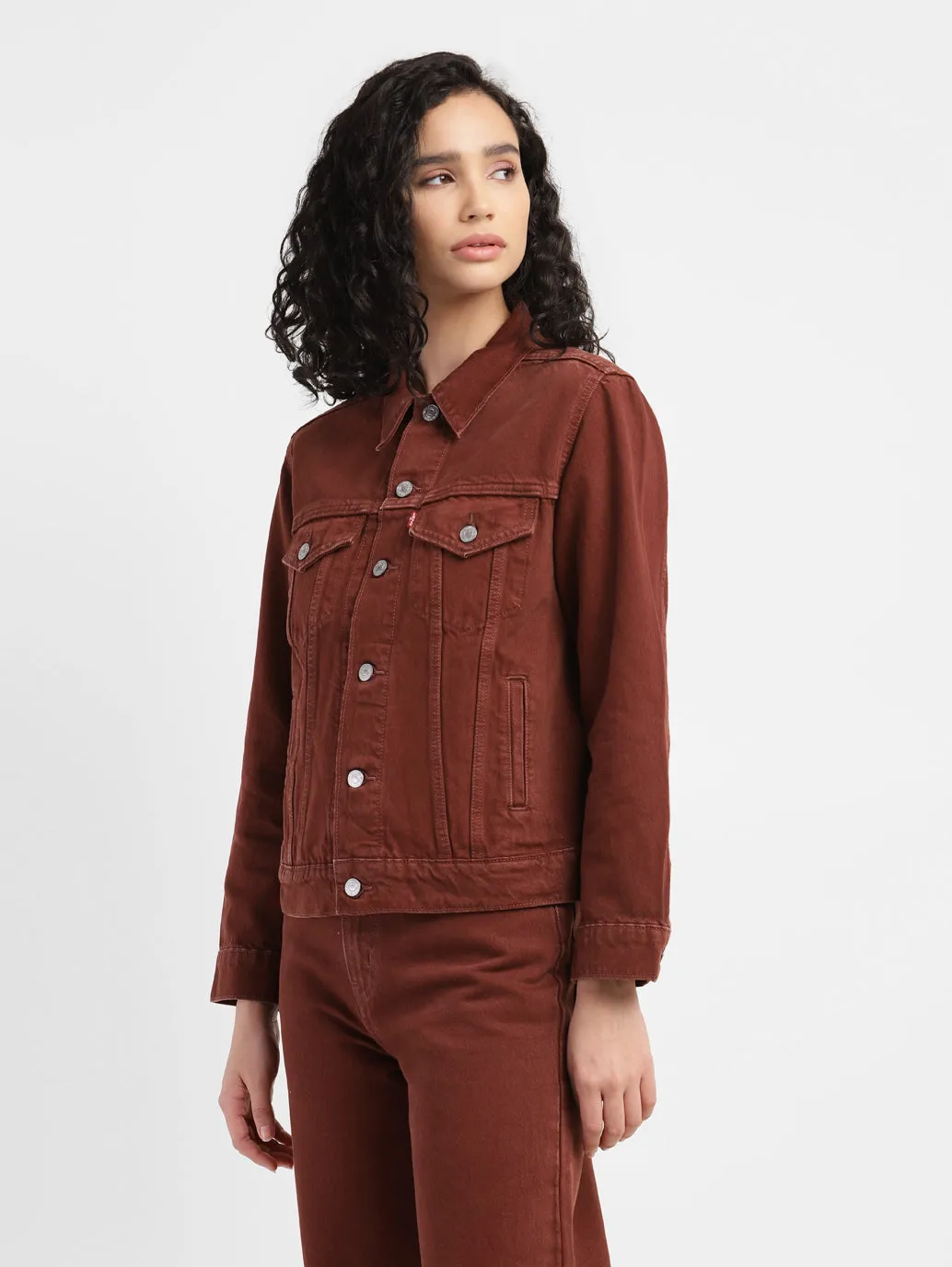 Women's Solid Spread Collar Denim Jacket